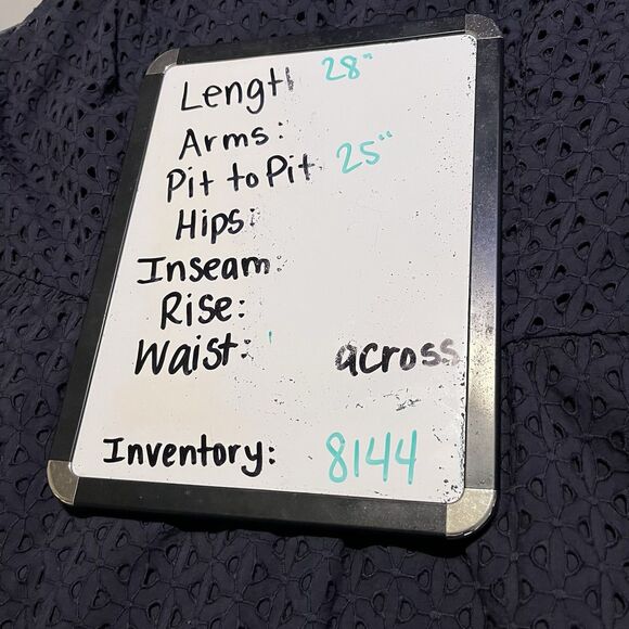 Lane Bryant Eyelet Sleeveless Peplum Top Tank Womens Size 22 Keyhole Navy Blue - Picture 10 of 10